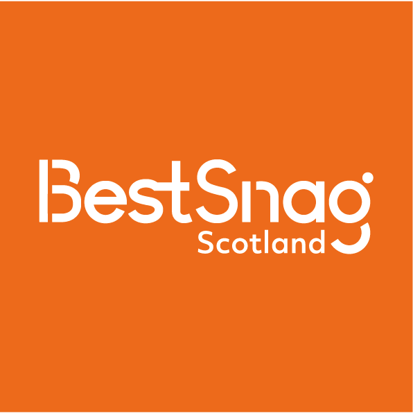 Best Snag White Logo on Orange Background
