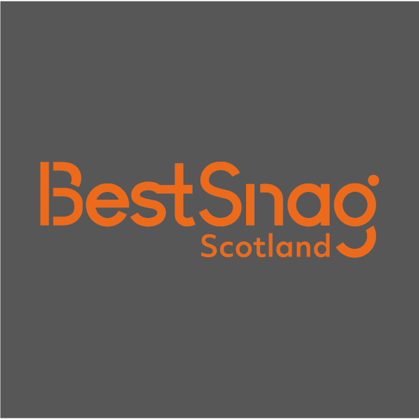 Best Snag Orange Logo on Grey Background