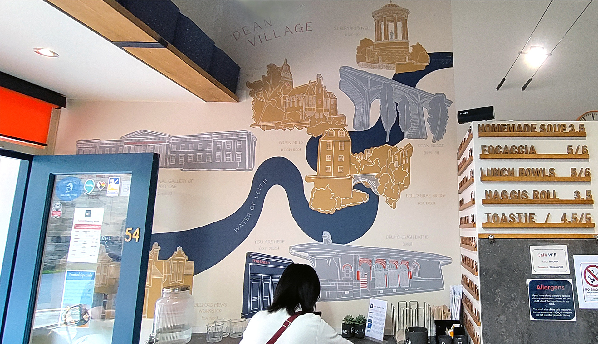 illustrated mural in The Dean café
